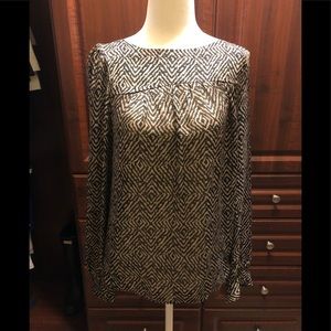 LOFT black/beige long sleeve blouse